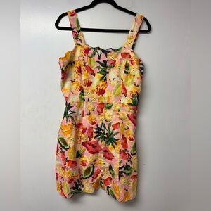 Farm Rio Frutas Linen Mini Dress Large Anthropologie Tropical Fruit Resort X